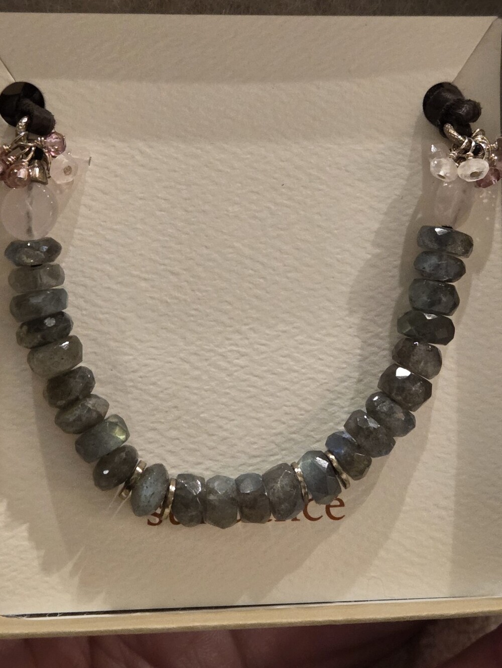 Sundance Labradorite Beaded Bracelet - Gray Blue Gemstone Pink Quartz